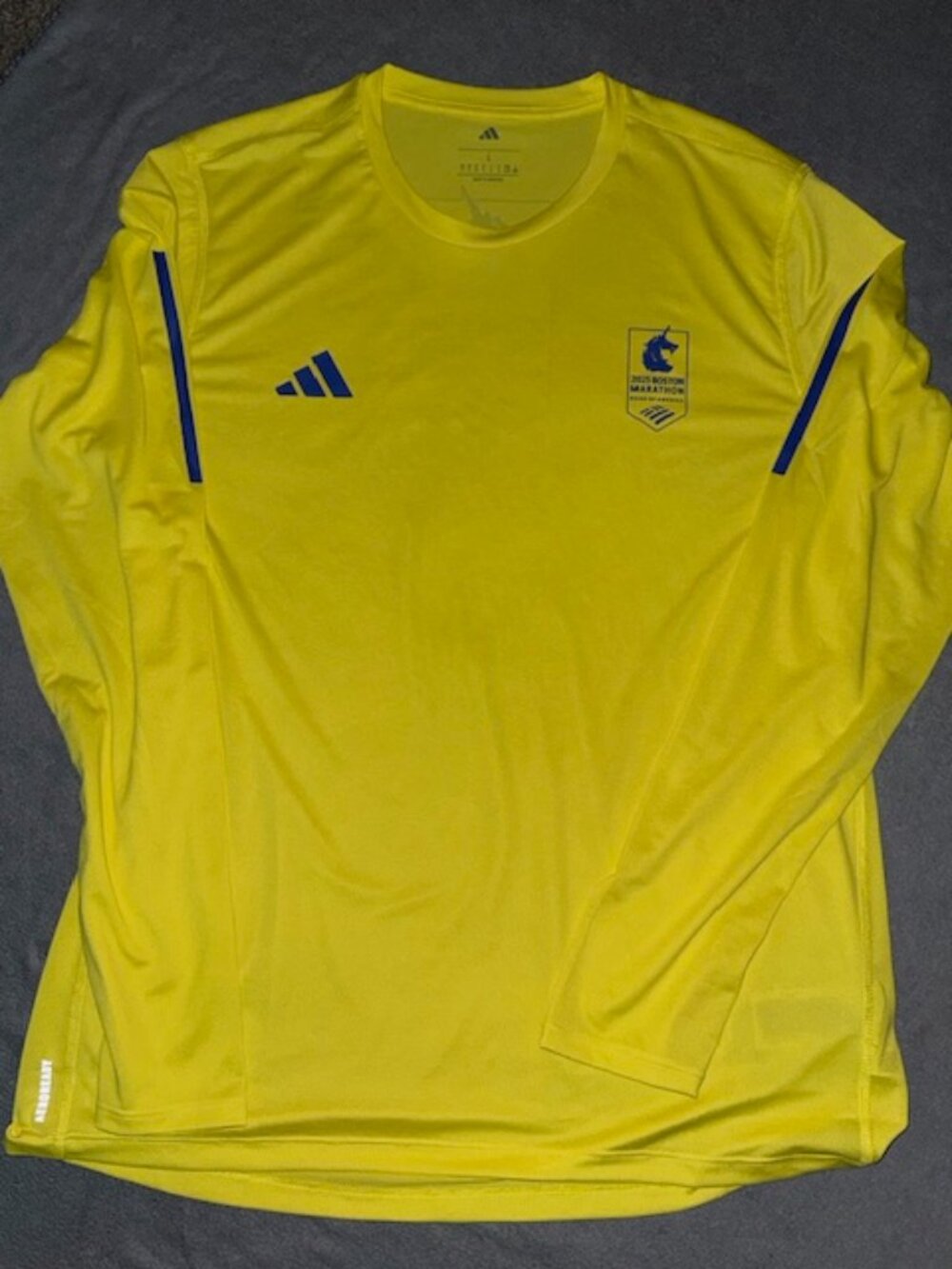 Adidas 2025 Boston Marathon LS Shirt Men’s Size L Yellow AEROREADY Running
